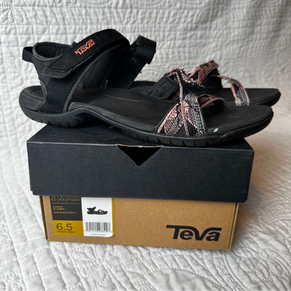 Teva Black Sandals with Pink Straps